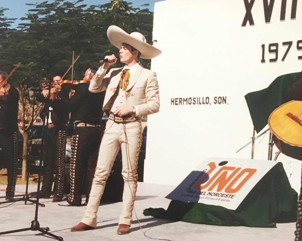 Young Arturo Chacón-Cruz singing mariachi in Hermosillo